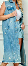 Load image into Gallery viewer, Denim Sleeveless Distressed Coat