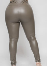 Load image into Gallery viewer, Olive Faux Leather Leggings