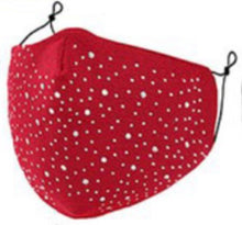 Load image into Gallery viewer, Rhinestone Cotton Face Mask with Filter Pocket