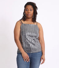 Load image into Gallery viewer, Silver/Black Sequin Front Cami
