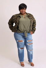Load image into Gallery viewer, Army Green Camouflage Jean Jacket