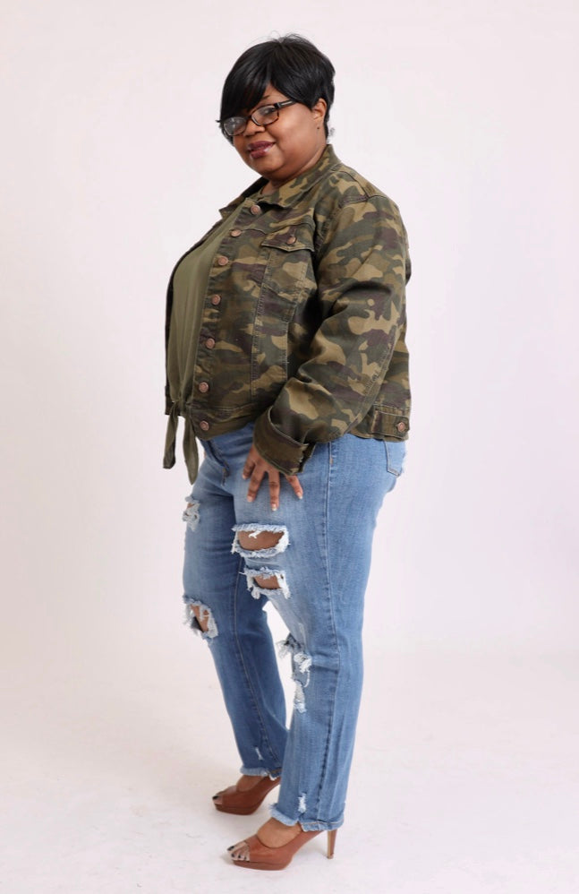 Plus size clearance camo bomber jacket