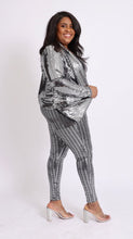 Load image into Gallery viewer, Silver/Black Sequin Jacket