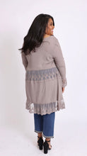 Load image into Gallery viewer, Mocha Cardigan With Stoned/Lace Details